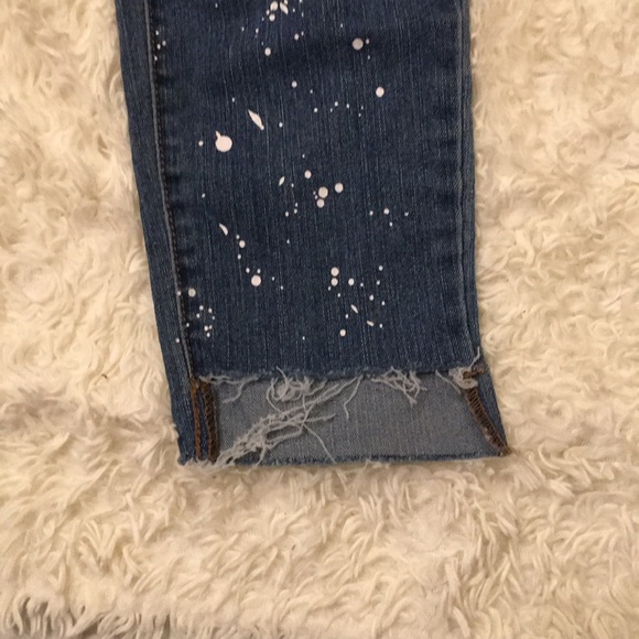 Material Girl Jeans Stair Ragged Hem Paint Spots L - Picture 5 of 8